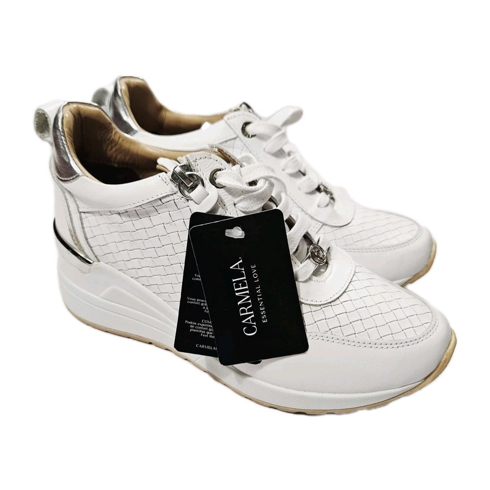 Carmela Women's Casual Wedge Leather Sneakers, Size Euro 40 White‎